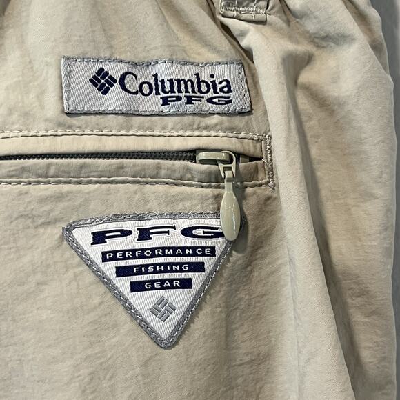 COLUMBIA PFG Pants Mens XL Khaki OMNISHADE Cargo Convertible Hiking Shorts Cargo - Picture 3 of 7